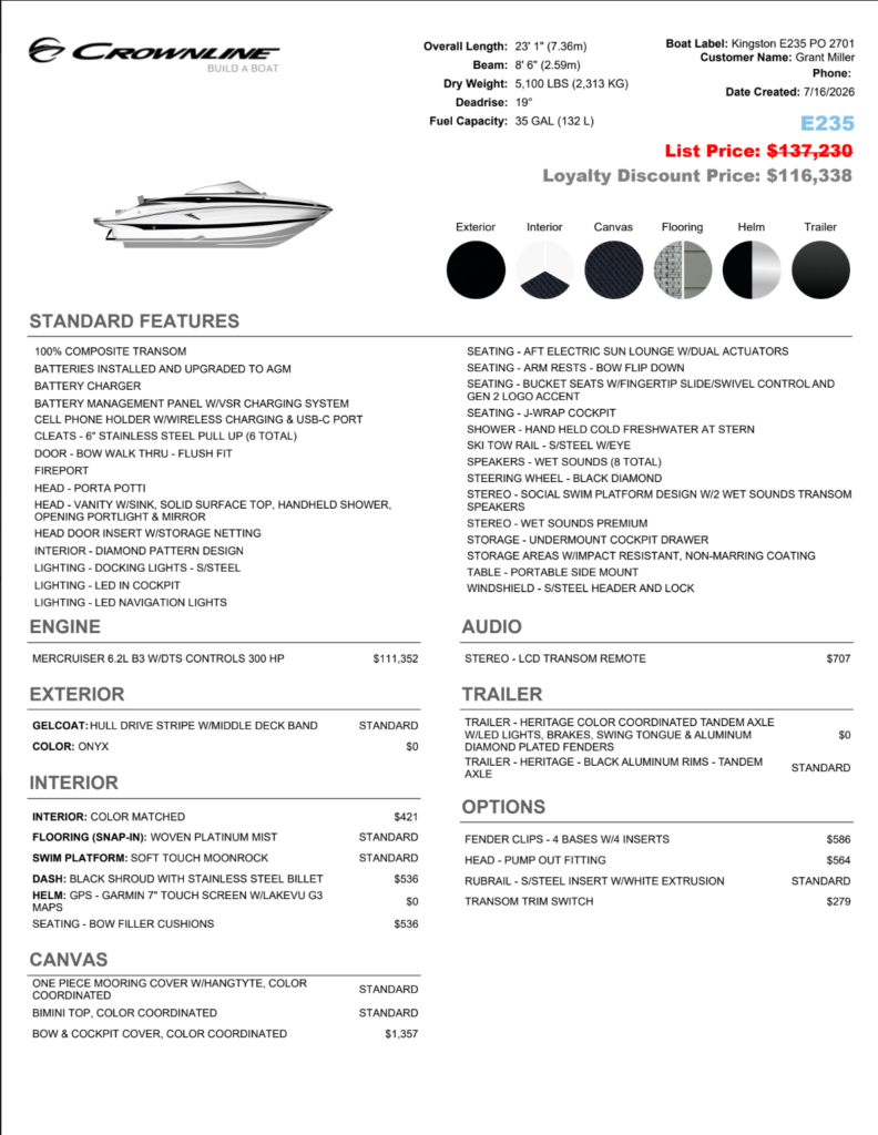 2027 Crownline E235 RUNABOUT (CROWN5)