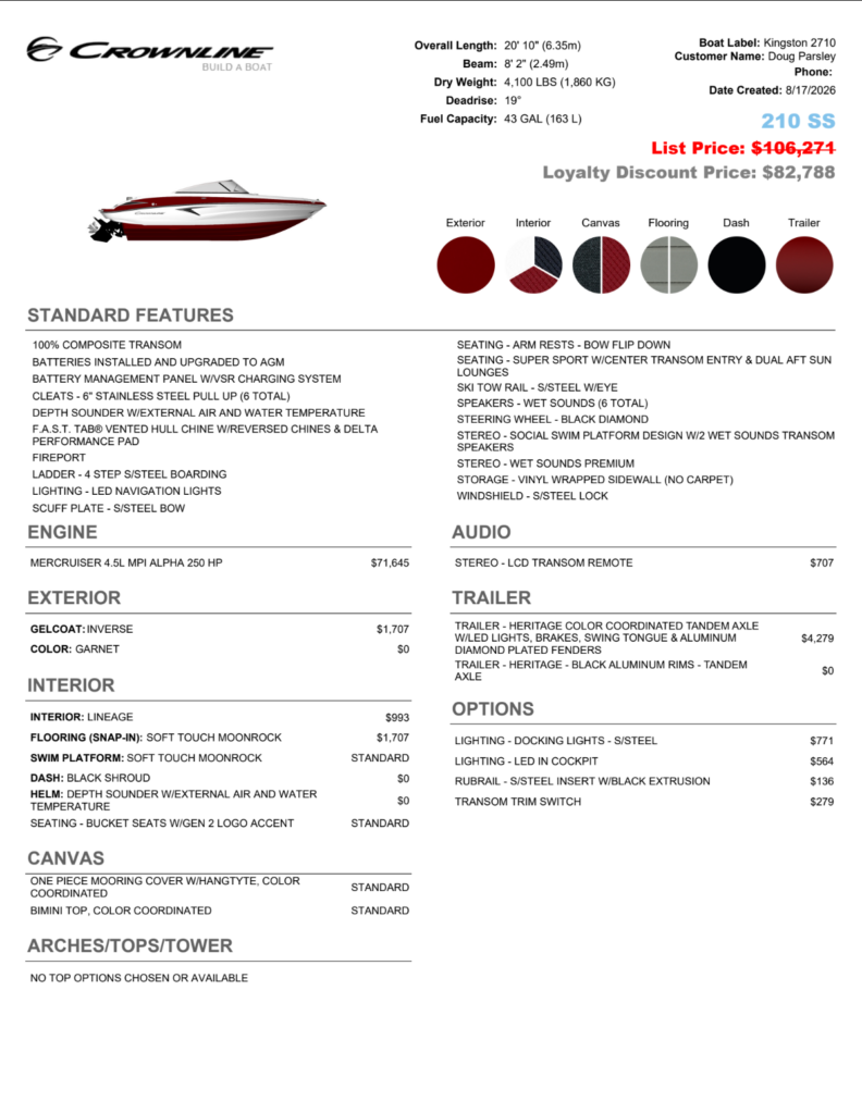 2027 Crownline 210SS Boat (210SS Burgundy)