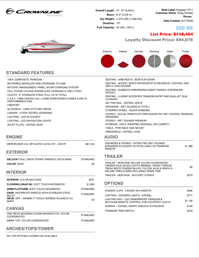 2027 Crownline 220SS Red Boat (220 SS Red)