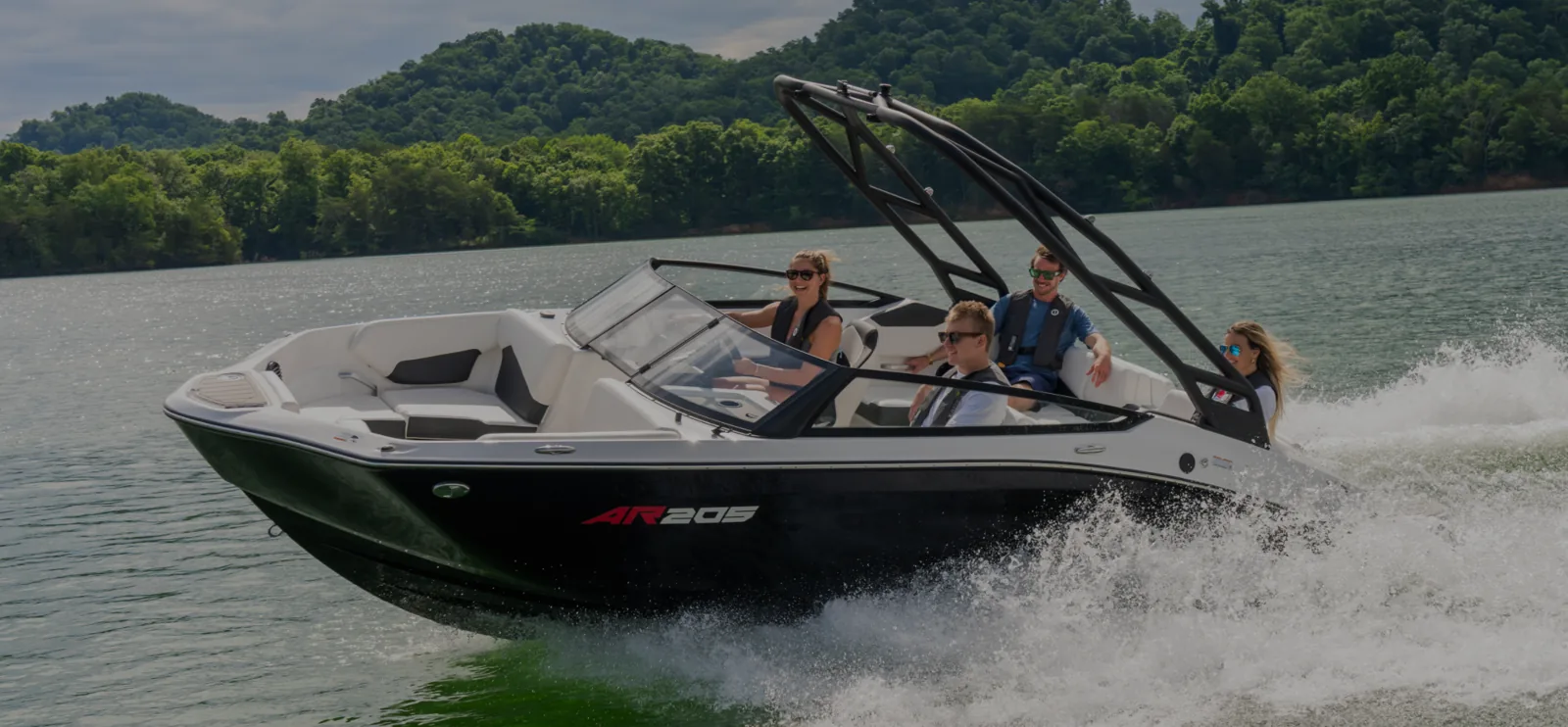 Friends aboard a Yamaha jet boat